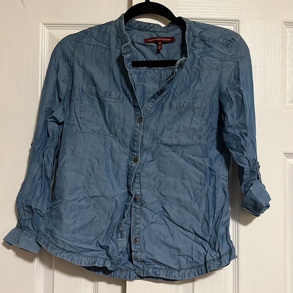 Comptoir Des Cotonniers Denim Button Front Blouse - Picture 2 of 6